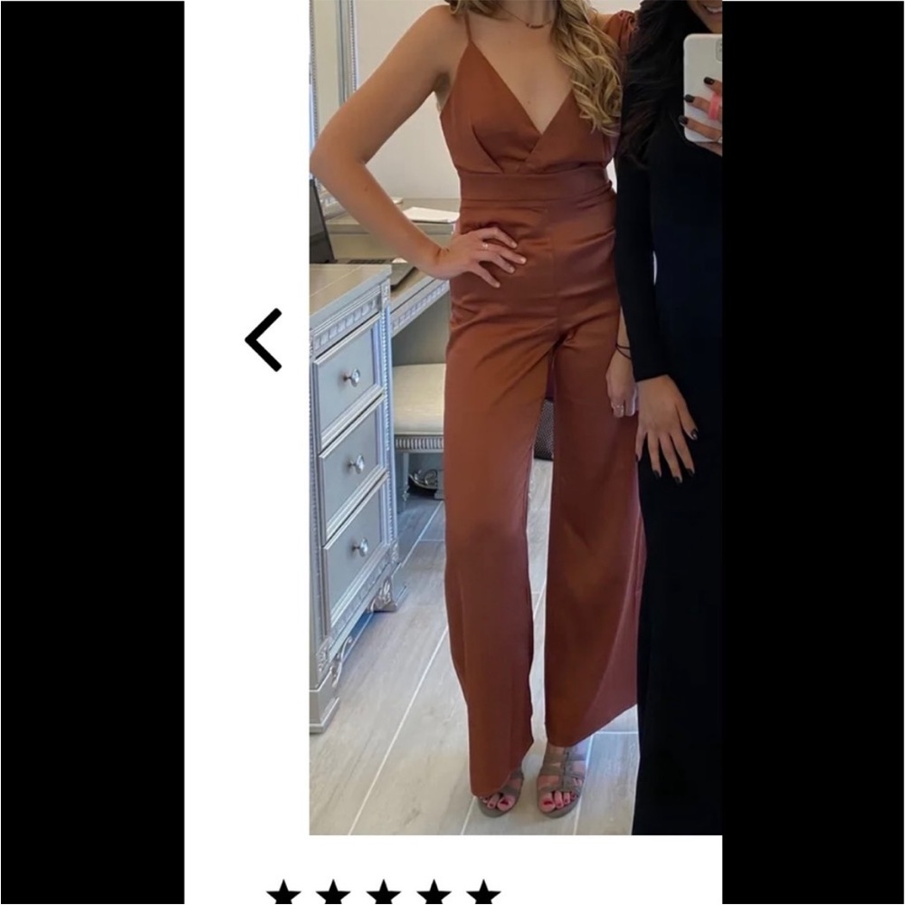 Lulus LOOK OF LUXE RUSTY ROSE SATIN jumpsuit - Picture 8 of 9